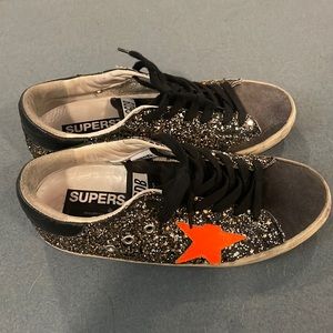 Black glitter golden goose sneaker sz 7-7.5
